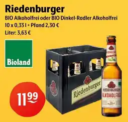 Getränke Hoffmann Riedenburger BIO Alkoholfrei oder BIO Dinkel-Radler Alkoholfrei Angebot