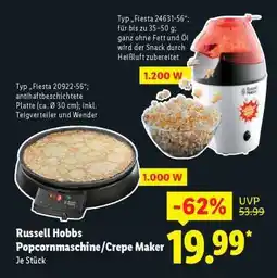 Lidl Russell Hobbs Popcornmaschine/Crepe Maker Angebot