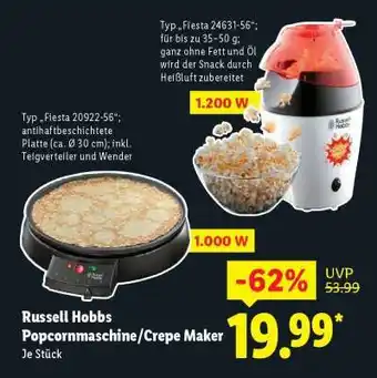 Lidl Russell Hobbs Popcornmaschine/Crepe Maker Angebot