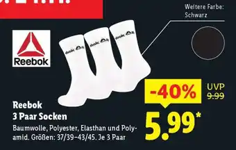 Lidl Reebok 3 Paar Socken Angebot
