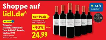 Lidl Weinpaket Mezquiriz Tempranillo Tinto Roble DQ, Rotwein, trocken, 2022 Angebot