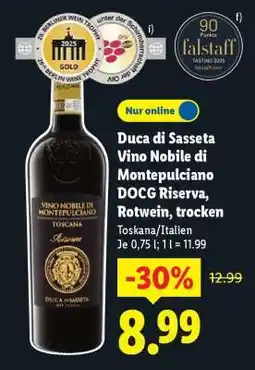 Lidl Duca di Sasseta Vino Nobile di Montepulciano DOCG Riserva, Rotwein, trocken Angebot