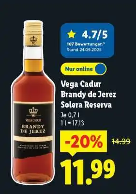 Lidl Vega Cadur Brandy de Jerez Solera Reserva Angebot