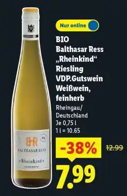 Lidl BIO Balthasar Ress „Rheinkind“ Riesling VDP.Gutswein Weißwein, feinherb Angebot