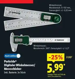 Lidl Parkside Digitaler Winkelmesser/Messschieber Angebot
