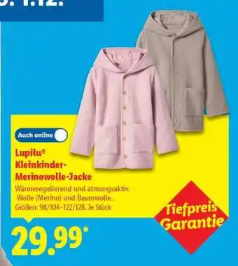 Lidl Lupilu Kleinkinder-Merinowolle-Jacke Angebot