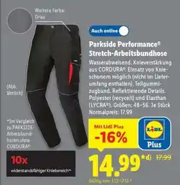 Lidl PARKSIDE PERFORMANCE Stretch-Arbeitsbundhose Angebot