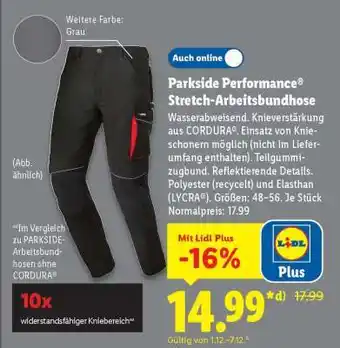 Lidl PARKSIDE PERFORMANCE Stretch-Arbeitsbundhose Angebot