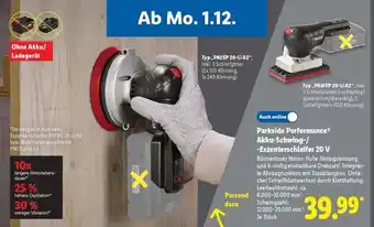 Lidl Parkside Performance Akku-Schwing-/Exzenterschleifer 20 V Angebot