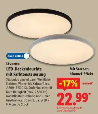 Lidl Livarno LED-Deckenleuchte mit Farbtonsteuerung Angebot