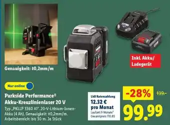 Lidl PARKSIDE PERFORMANCE Akku-Kreuzlinienlaser 20 V Angebot