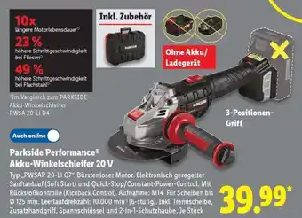 Lidl Parkside Performance Akku-Winkelschleifer 20 V Angebot