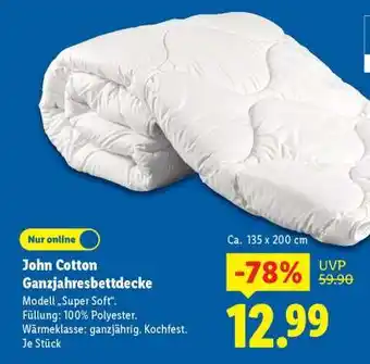 Lidl JOHN COTTON Ganzjahresbettdecke Angebot