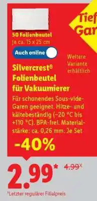 Lidl Silvercrest Folienbeutel für Vakuumierer Angebot