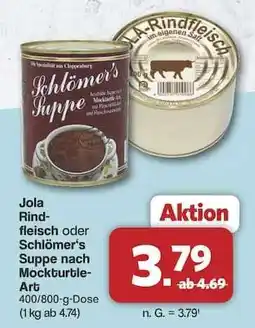 Famila Nord Ost Jola Rindfleisch oder Schlömer's Suppe nach Mockturtle-Art Angebot