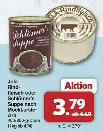 Famila Nord Ost Jola Rindfleisch oder Schlömer's Suppe nach Mockturtle-Art Angebot