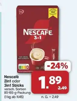 Famila Nord Ost Nescafé 2in1 oder 3in1 Sticks Angebot
