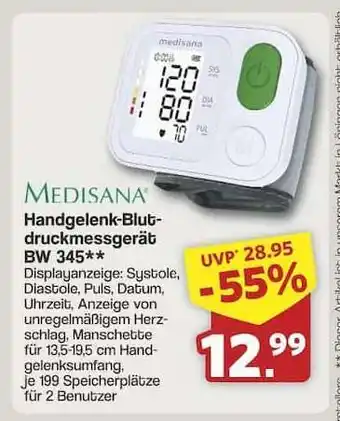 Famila Nord Ost Medisana Handgelenk-Blutdruckmessgerät BW 345 Angebot