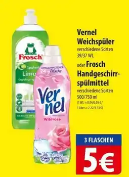 Famila Nord Ost Vernel Weichspüler oder Frosch Handgeschirrspülmittel Angebot