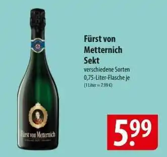 Famila Nord Ost FÜRST VON METTERNICH Sekt Angebot