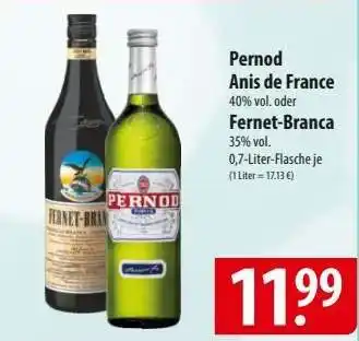 Famila Nord Ost Pernod Anis de France oder Fernet-Branca Angebot
