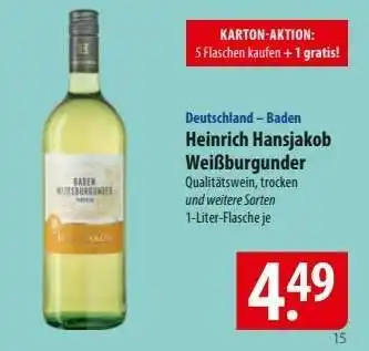 Famila Nord Ost Heinrich Hansjakob Weißburgunder Angebot