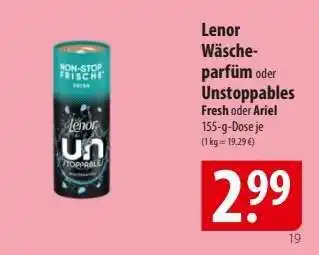 Famila Nord Ost Lenor Wäscheparfüm oder Unstoppables Fresh oder Ariel Angebot