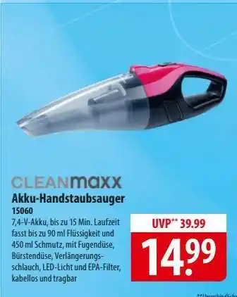 Famila Nord Ost CLEANmaxx Akku-Handstaubsauger Angebot