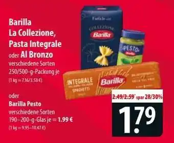 Famila Nord Ost Barilla La Collezione, Pasta Integrale oder Al Bronzo oder Barilla Pesto Angebot