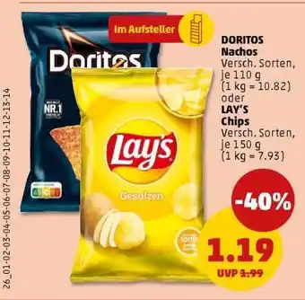 PENNY DORITOS Nachos / LAY'S Chips Angebot