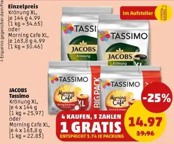 PENNY JACOBS Tassimo Krönung XL, je 4 x 144 g oder Morning Cafe XL, je 4 x 163,8 g Angebot