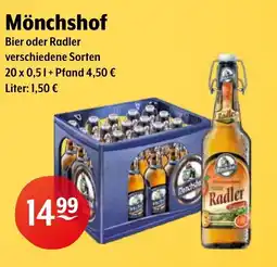 Getränke Hoffmann Mönchshof Bier oder Radler Angebot