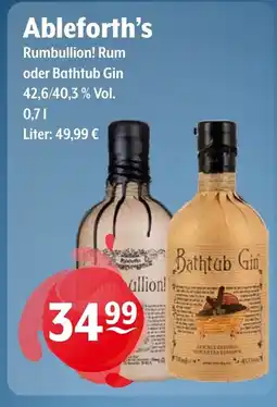 Getränke Hoffmann Ableforth's Rumbullion! Rum oder Bathtub Gin Angebot