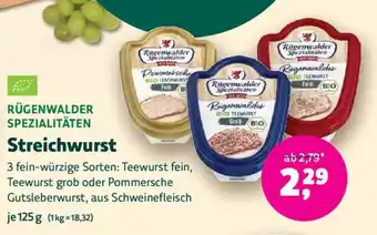 Biomarkt Rugenwalder Spezialitäten Streichwurst Angebot