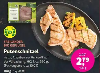 Biomarkt FREILÄNDER BIO GEFLÜGEL Putenschnitzel Angebot