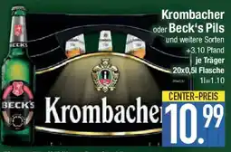 E-Center Krombacher oder Beck's Pils Angebot