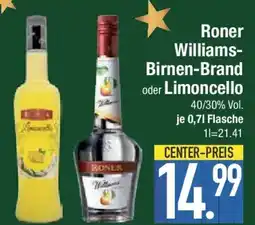 E-Center Roner Williams- Birnen-Brand oder Limoncello Angebot