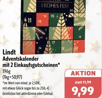 Aktiv Irma Lindt Adventskalender mit 2 Einkaufsgutscheinen Angebot