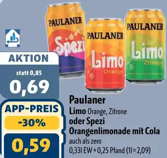 Aktiv Irma Paulaner Limo oder Spezi Orangenlimonade mit Cola Angebot