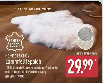 Aldi Nord HOME CREATION Lammfellteppich Angebot