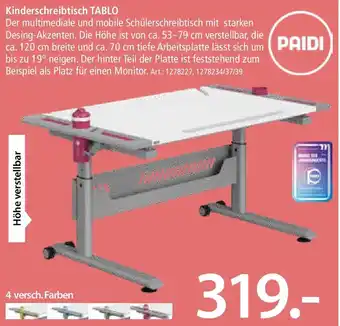 Zurbrüggen PAIDI Kinderschreibtisch TABLO Angebot