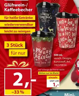 Sonderpreis Baumarkt Glühwein-/ Kaffeebecher 3 Stück Angebot