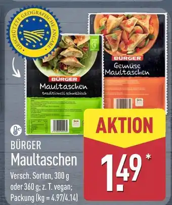 Aldi Nord Bürger maultaschen traditionell schwäbisch Angebot