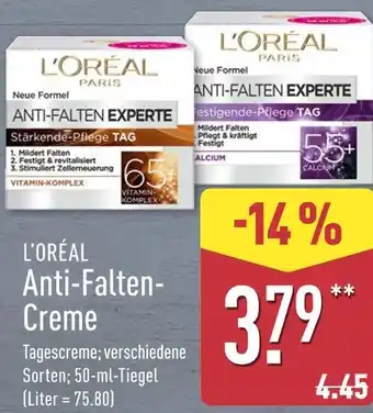 Aldi Nord L'oréal anti-falten creme Angebot