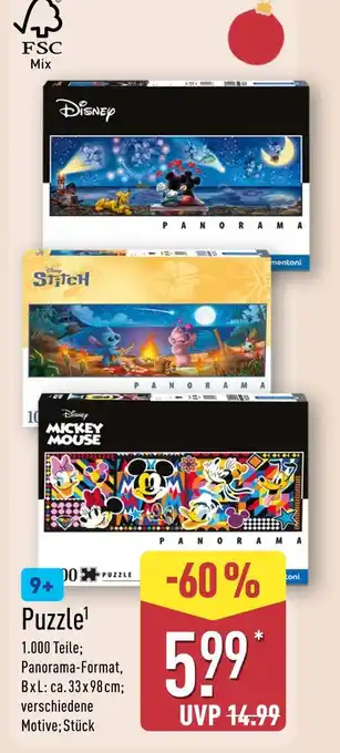 Aldi Nord Disney mickey mouse panorama puzzle Angebot