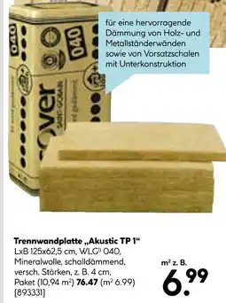 Hellweg Trennwandplatte akustic tp 1 Angebot