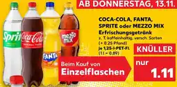 Kaufland COCA-COLA, FANTA, SPRITE oder MEZZO MIX Erfrischungsgetränk Angebot