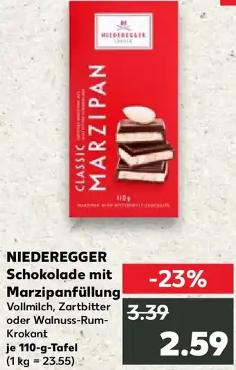 Kaufland NIEDEREGGER Schokolade mit Marzipanfüllung Angebot