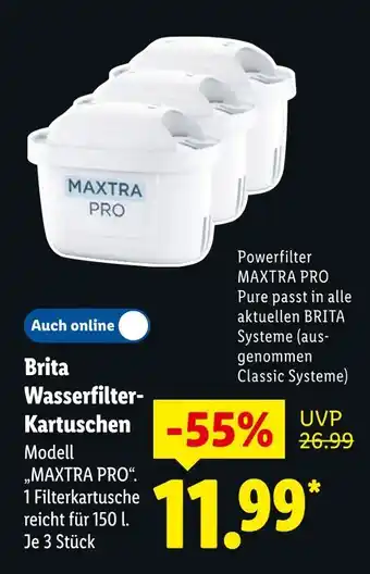 Lidl Brita wasserfilter-kartuschen modell maxtra pro Angebot