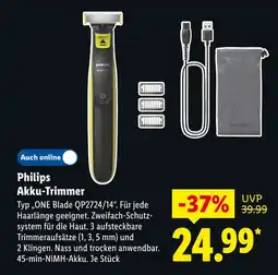 Lidl Philips akkutrimmer typ one blade qp2724/14 Angebot